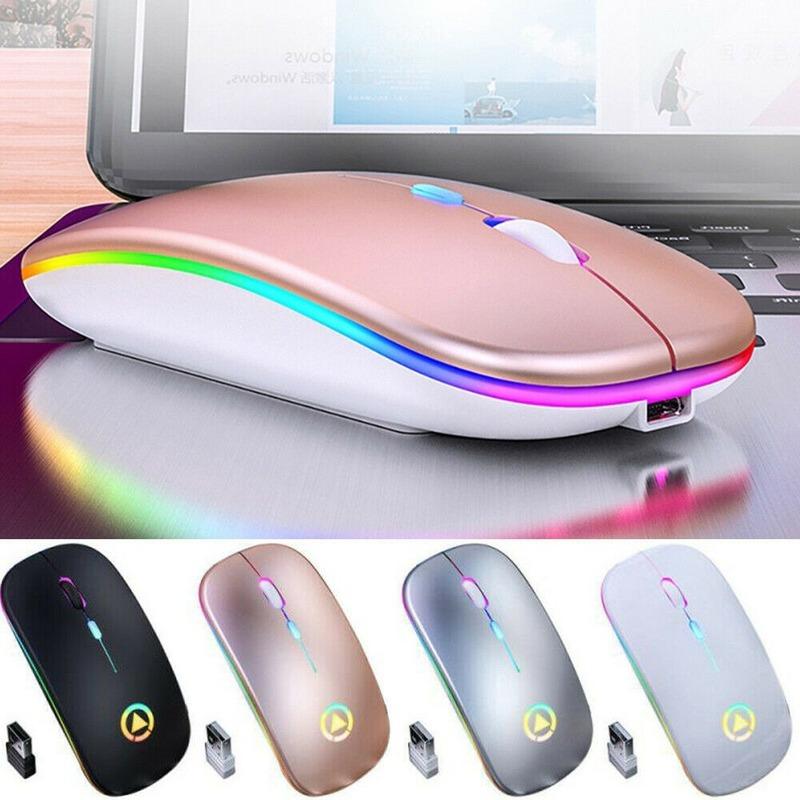  Тонкая перезаряжаемая Bluetooth/USB беспроводная мышь со светодиодной подсветкой RGB для планшетных ПК и iPad серебряный