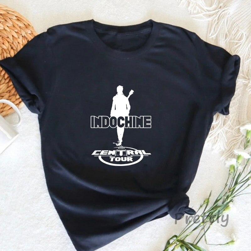 Футболки рок-группы Indochine Central Tour, уличная женская летняя футболка с коротким рукавом, винтажная женская одежда с графическим принтом, унисекс L