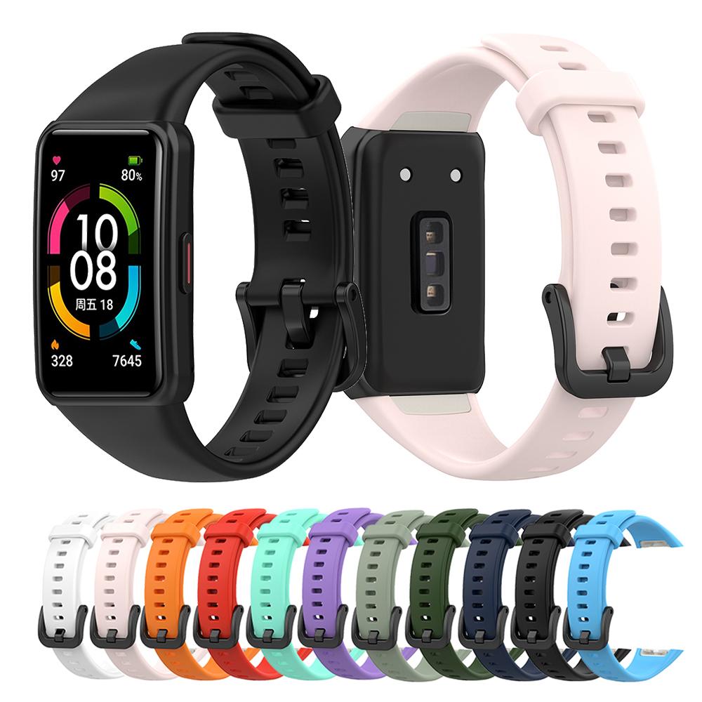 Силиконовый ремешок для Huawei Honor Band 7/Honor Band 6, умный браслет-браслет, ремешок для часов для Huawei Band 6 чёрный
