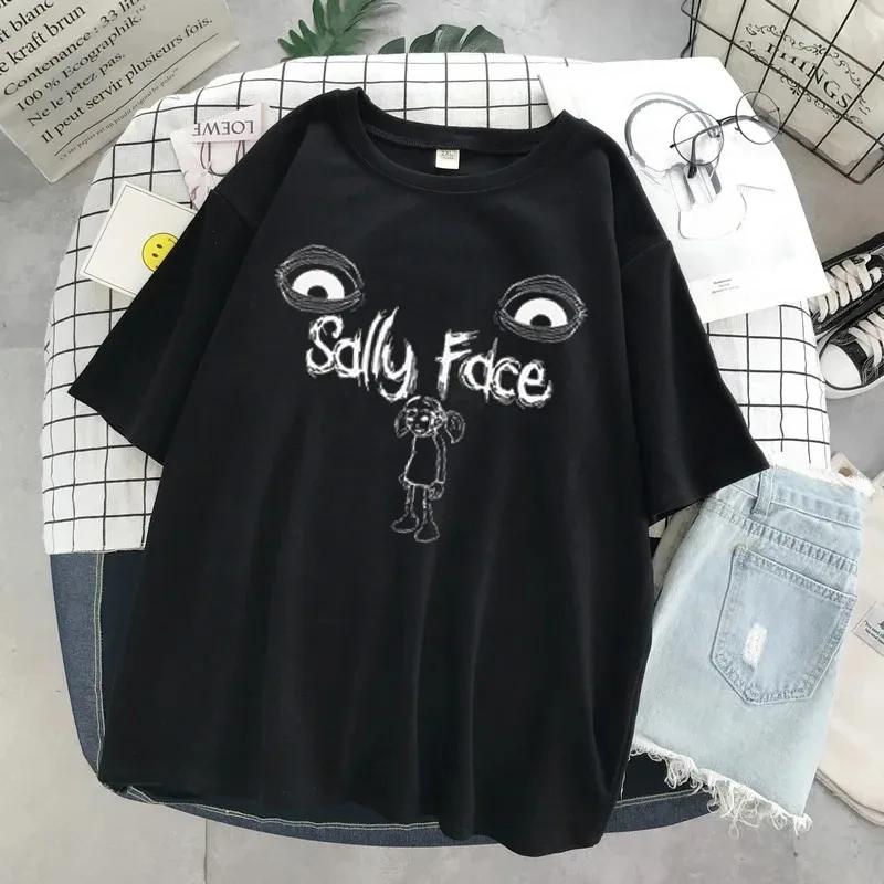 Футболка с принтом Sally Face, женская забавная повседневная футболка с коротким рукавом, летние модные повседневные футболки, футболка большого размера, уличная одежда унисекс L