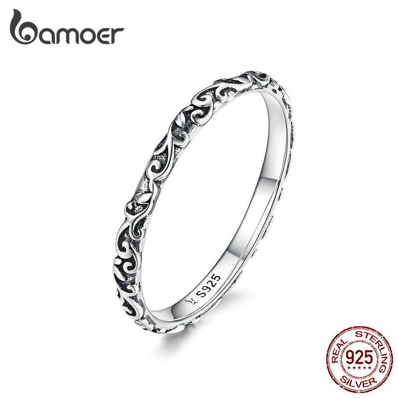 BAMOER Кольцо из стерлингового серебра 925 с узором 6