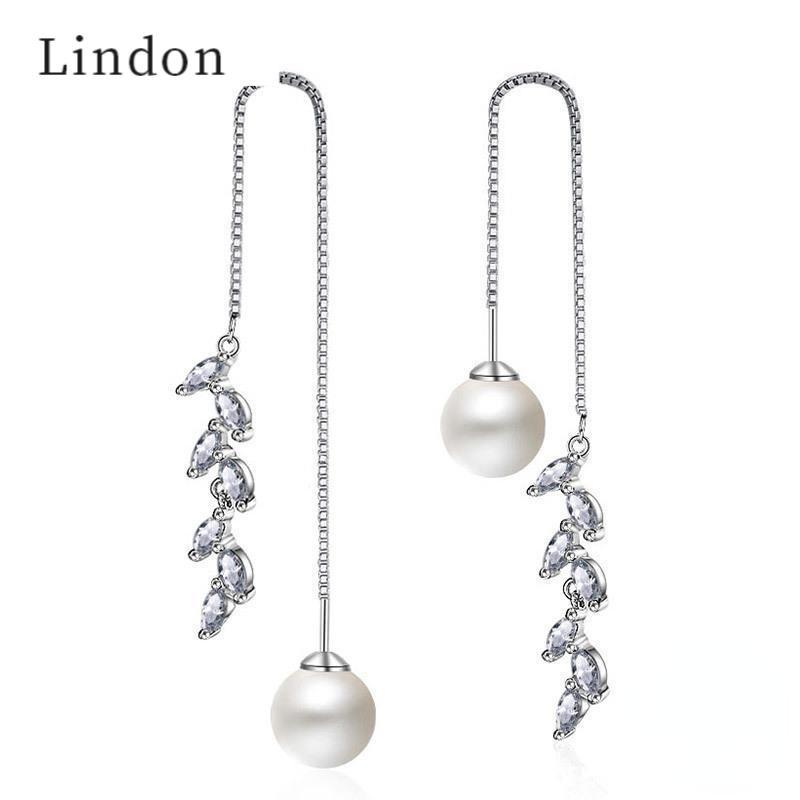 Женские серьги Lindon, длинные асимметричные серьги-капли, женские линии ушей, нежный подарок, оптовая продажа белый