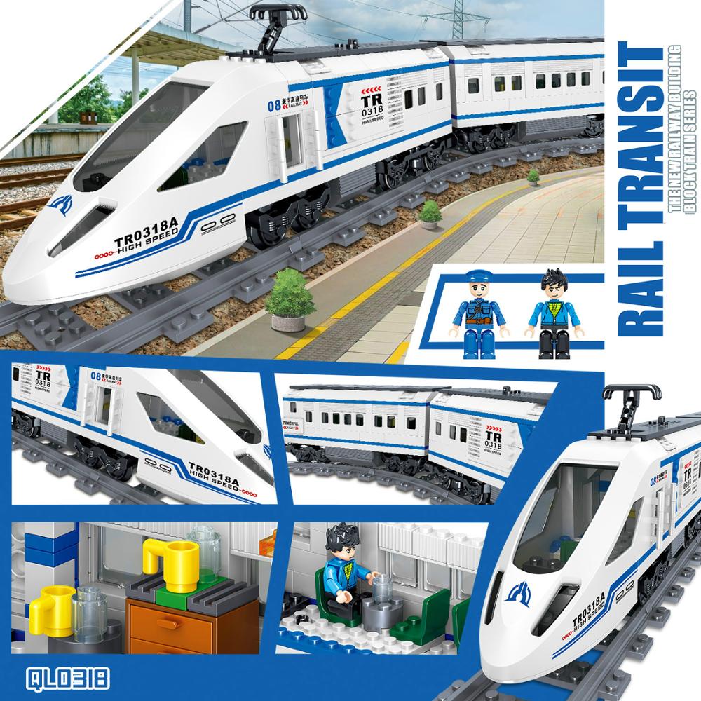 Роскошный высокоскоростной поезд Technic, строительные блоки, серия городского транспорта с маленькими фигурками, кирпичи, игрушки, детский праздник, подарок на день рождения