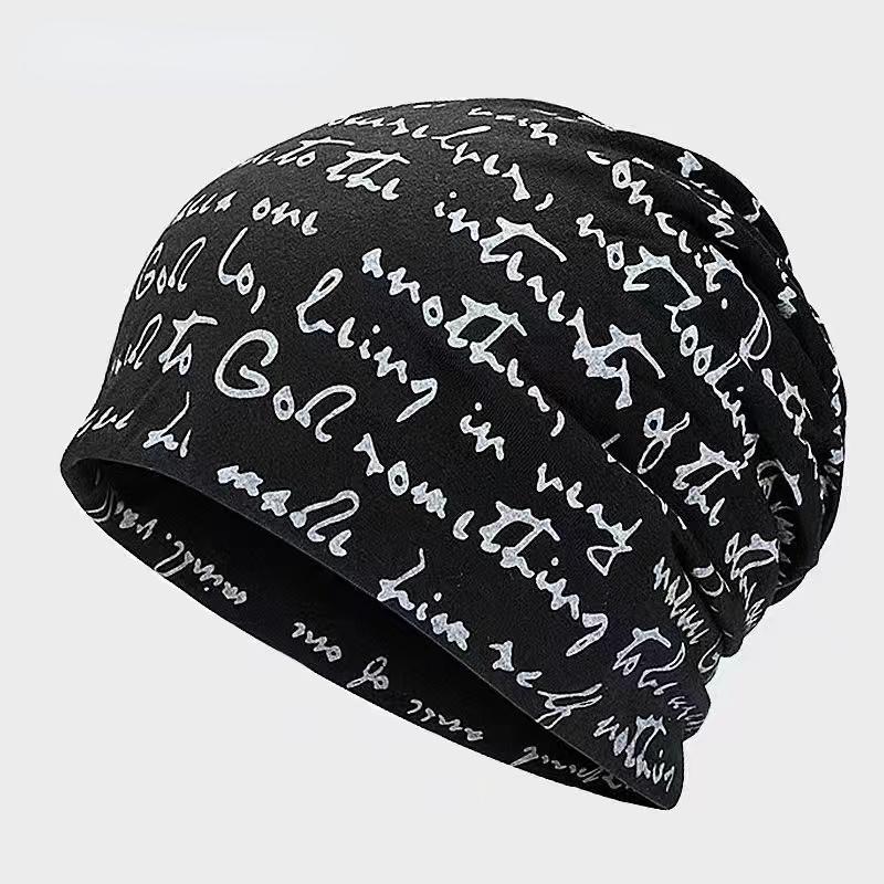Хип-хоп шапки Skullies с буквенным принтом, мужская готическая шляпа, тонкая осенняя уличная одежда, женская хлопковая зимняя ночная шапка, повязка на голову 54-60cm темно серый