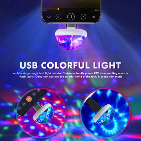Радужный активируемый звуковой шар Magic USB Mini Disco Light KTV Neon Lamp 1pc светло-серый