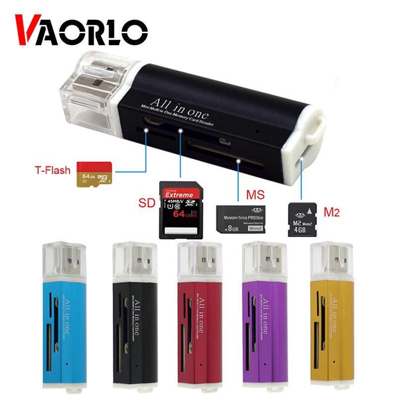   Joom Кардридер VAORLO для Micro SD SDHC TF M2 MMC MS PRO DUO «все в 1» USB 2.0 с несколькими модулями памяти чёрный