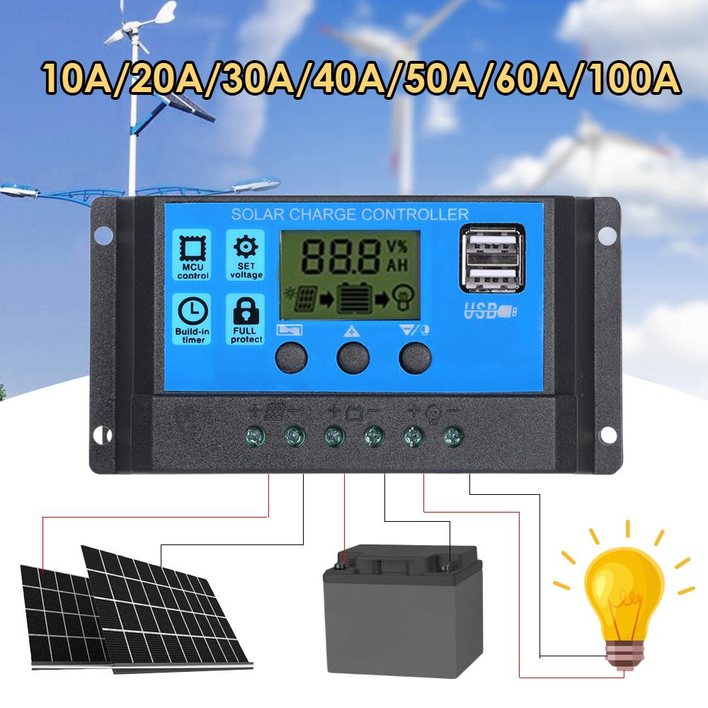 Интеллектуальный регулятор PWM контроллера заряда с USB 5V 2.5A 60A синий