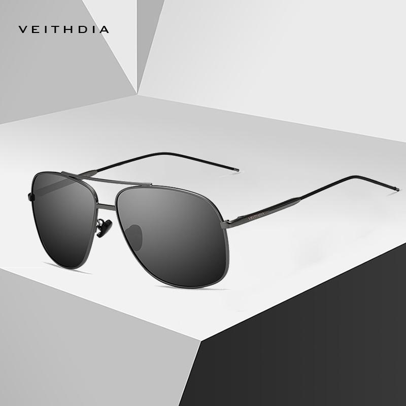 Солнцезащитные очки VEITHDIA с квадратными поляризованными линзами UV400, аксессуары для очков, солнцезащитные очки для мужчин/женщин V2495 чёрный