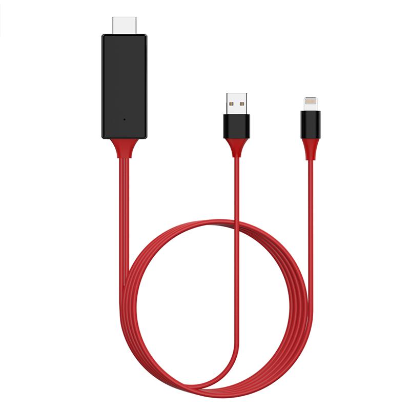 HDMI-кабели и адаптеры  Joom 1080P HDTV кабельное ТВ цифровой AV-адаптер для Lightning-HDMI-совместимых кабелей для iphone 12 11 pro max 8plus ipad Mini Air Pro чёрный