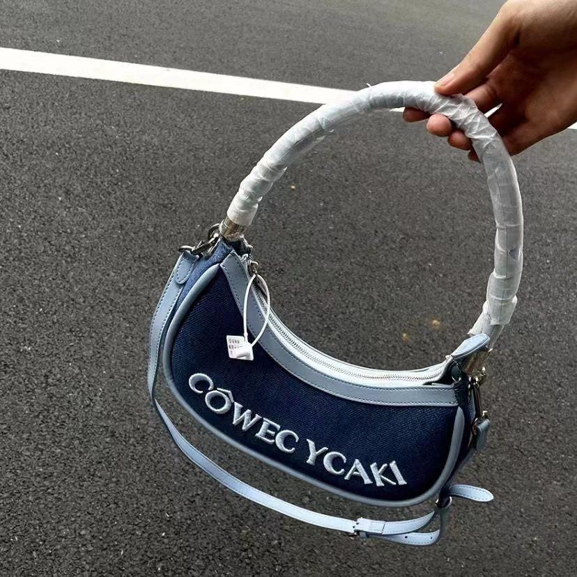 Сумочка с вышитыми буквами, ковбойская сумка, модная женская сумка на плечо, сумка в форме полумесяца, маленькая сумка blue