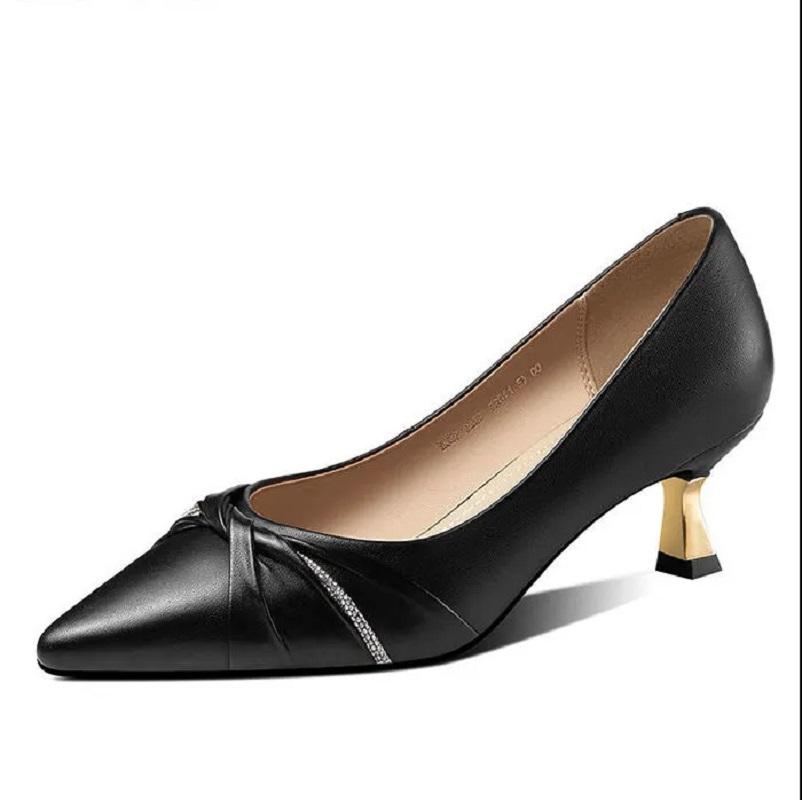 Cresfimix Mujeres Tacones Altos женские милые туфли с острым носком из черной искусственной кожи на весну без застежки на каблуке женские бежевые туфли-лодочки для вечеринок A266 34