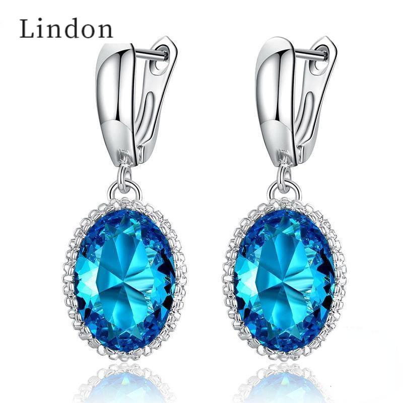 Овальные серьги Lindon для женщин, модные изящные украшения, женские вечерние серьги-капли небесно-голубой