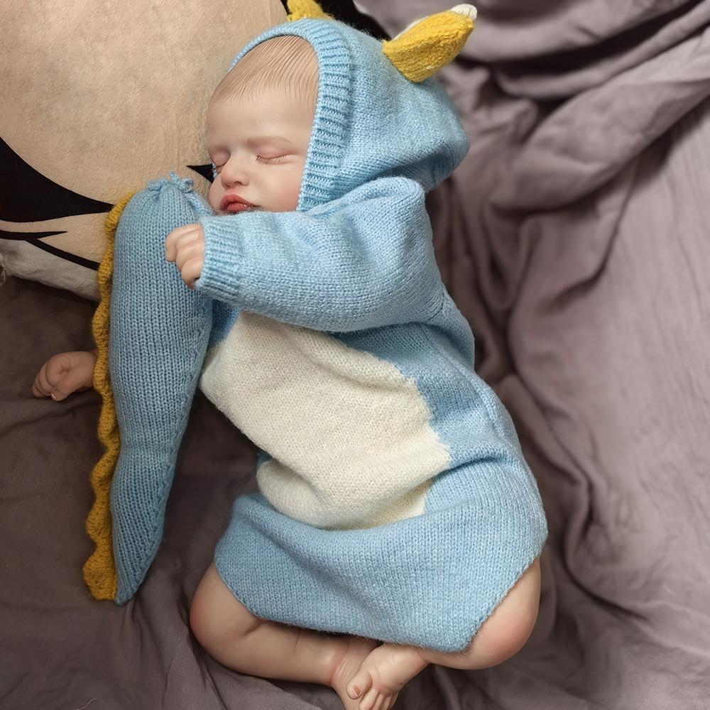 Реалистичная 3D раскрашенная кожа куклы Reborn Baby с тканевым телом 46 см закрытые глаза кукла Bebe Reborn выглядит как спящая модная подарочная игрушка 18 inch about 46 cm