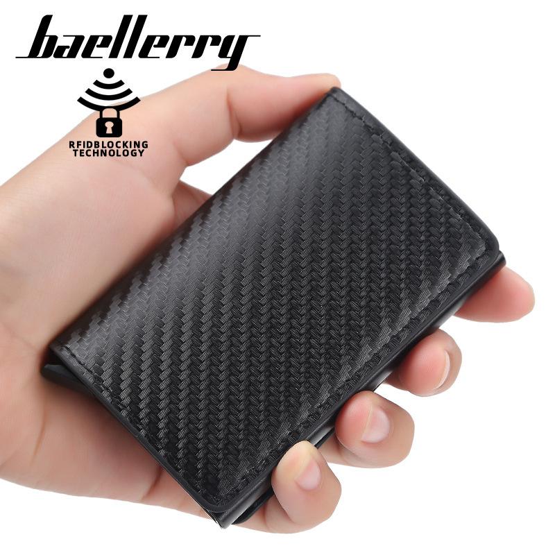 Baellerry ID кредитный держатель для банковских карт кошелек люксовый бренд мужской анти-RFID-блокировка защищенный волшебный кожаный тонкий мини-кошелек для небольших денег чехол 10*6.5*2cm красный