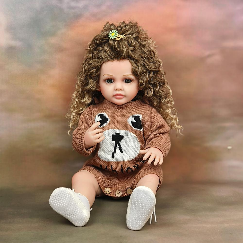 55 см Reborn Baby Princess, мягкий силиконовый гибкий мягкий на ощупь вьющийся волос, модная кукла для девочек, подарок 55cm