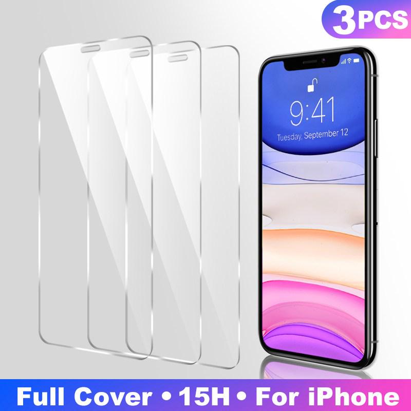 Защитные стекла для экрана 3 шт. Закаленное стекло iPhone 14 Plus 13 Pro Max 12 15 16 16e Pro Mini 11 Pro Max X XR XS Max 6 6s 7 8 Plus SE защитная пленка для экрана изогнутая iPhone 11 белый