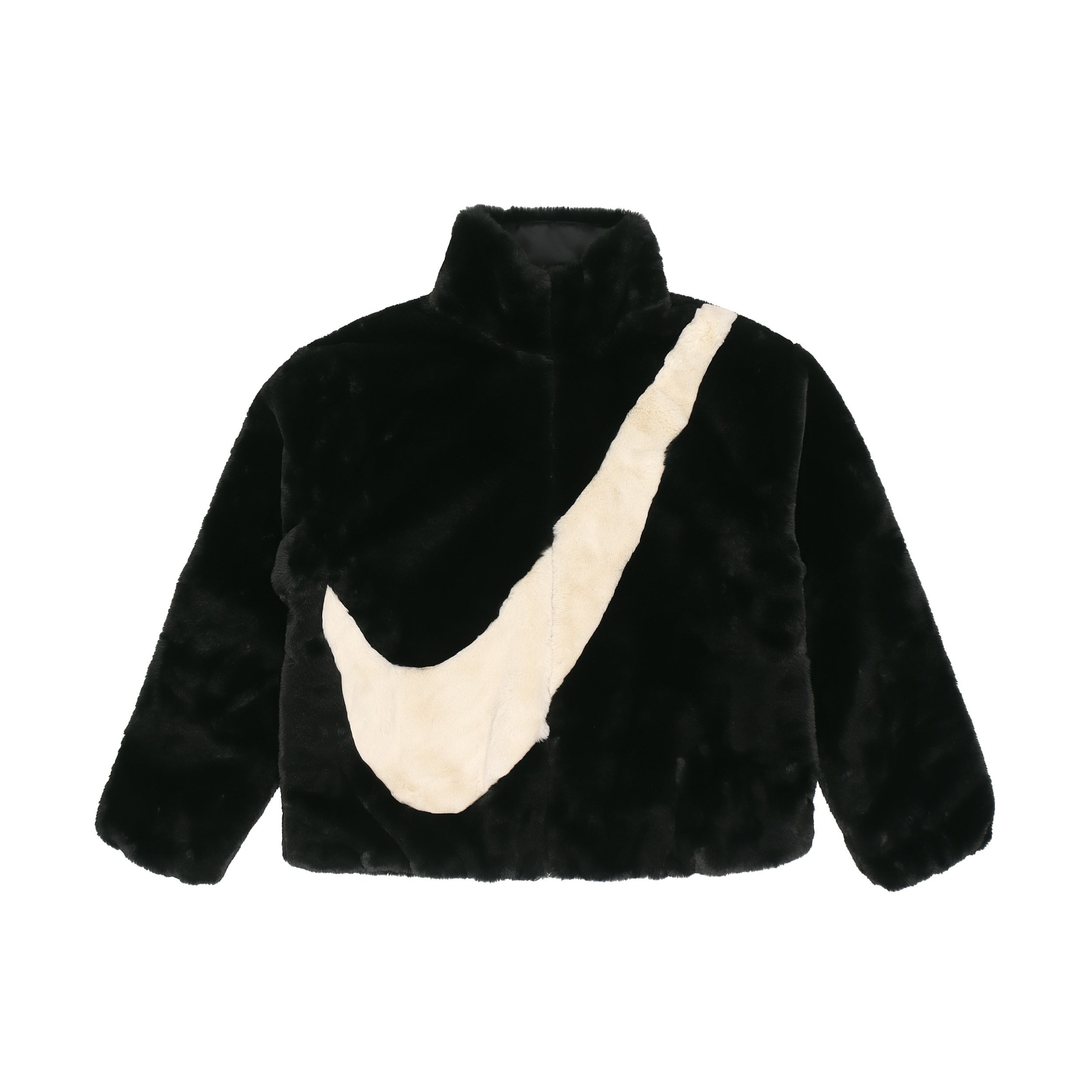 Весенняя женская куртка с флисовым воротником Nike Sportswear Swoosh с большим логотипом, черная CU6559-010 S