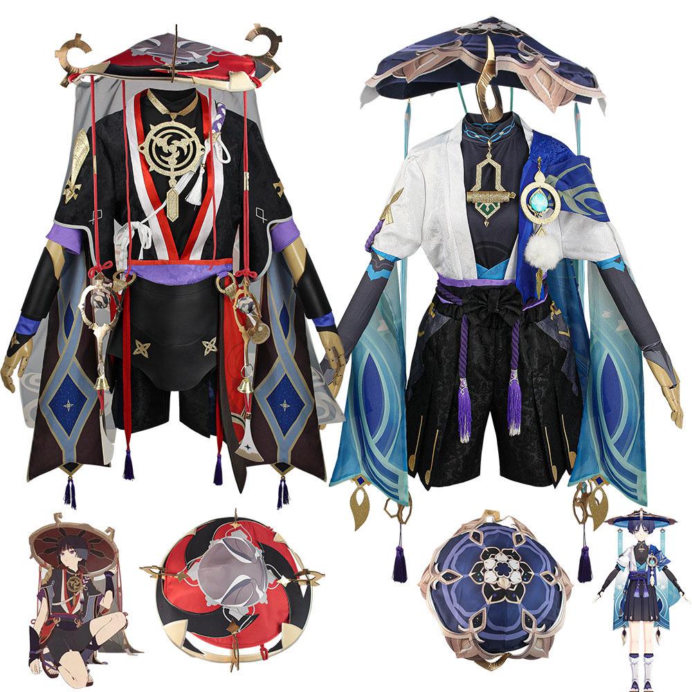 Genshin Impact Scaramouche Wanderer Косплей Костюм Хэллоуин Balladeer Kunikuzushi Ведро Шляпа Костюм пальто брюки Cos Sumeru Anemo Костюм xxxl
