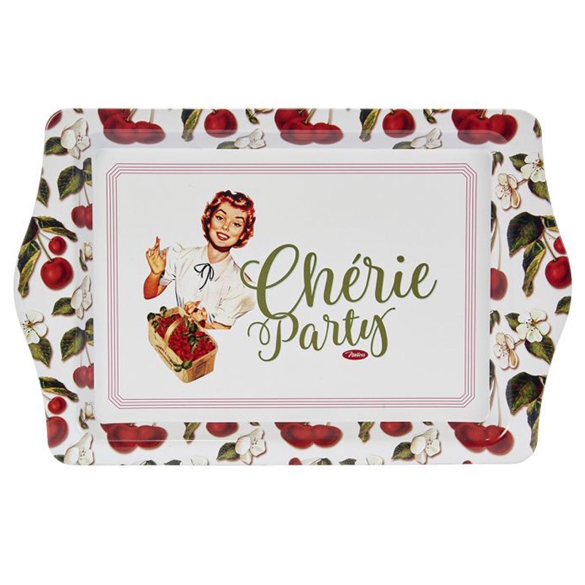 Les Trésors De Lily [Q6938] - металлический поднос  French Vintage  (Chérie Party) - 25x16 см красный