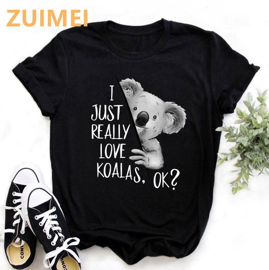 Топ с забавным принтом Koala My Puns Are Nope, топ в стиле Харадзюку, женская футболка, повседневная женская базовая футболка с круглым вырезом и короткими рукавами для девочек, Прямая поставка XXL