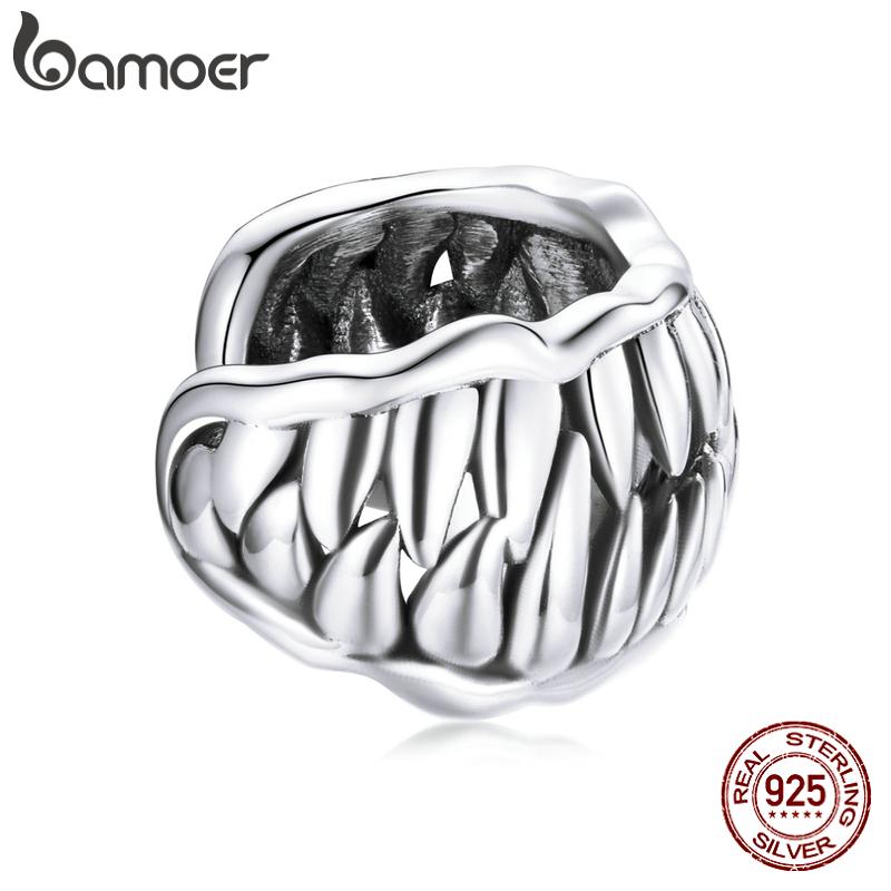 Серьги-клипсы BAMOER из стерлингового серебра 925 пробы, 1 шт., текстурированные зубы зверя, для индивидуальности, крутые девушки 925 silver