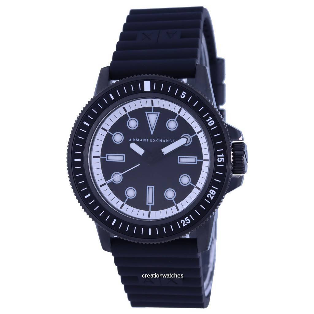 Брендовые часы Armani Exchange Leonardo Кварцевые мужские часы с силиконовым ремешком AX1852 чёрный