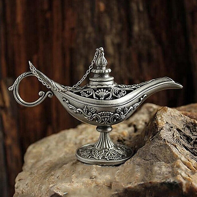 Сказочная волшебная лампа Аладдина, цветные лампы, горшок, лампа джинна, винтажные ретро-игрушки для детей 12x5x8cm серебряный