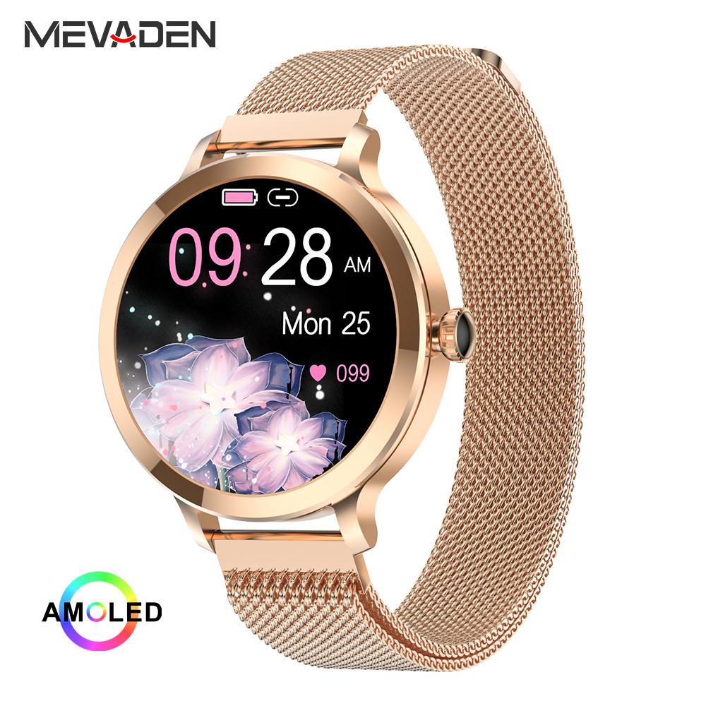   Joom MEVADEN Новые AMOLED-экраны Модные женские умные часы Bluetooth Call Multi Sport Modes Фитнес-трекер Пользовательский циферблат умные часы для женщин NX7 золотой/ярко-розовый