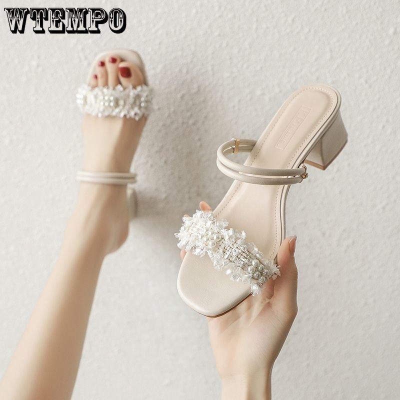 Жемчужные аксессуары. Женские босоножки на высоком каблуке Two Wear. Летние босоножки на среднем каблуке с пряжкой и ремешком. Мягкая отделка. Сандалии в форме ноги. 35 чёрный