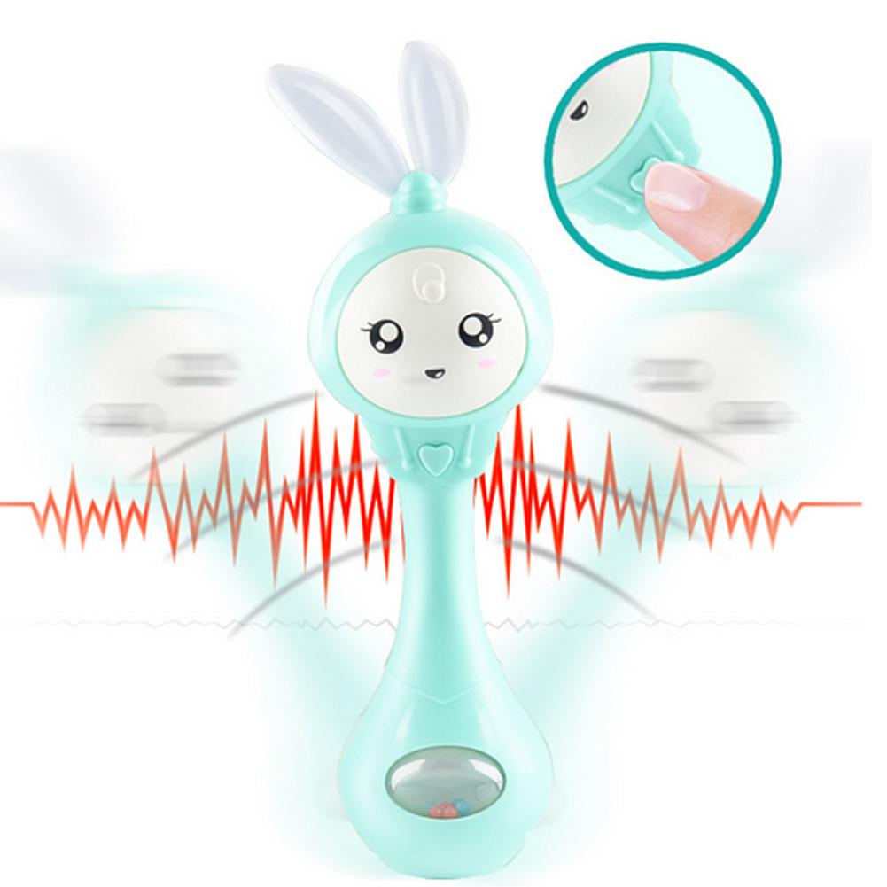 Yousheng Baby Shaking Hand Hand Cartoon Rabbit Bell с музыкальной подсветкой Игрушка-прорезыватель в подарок зелёный