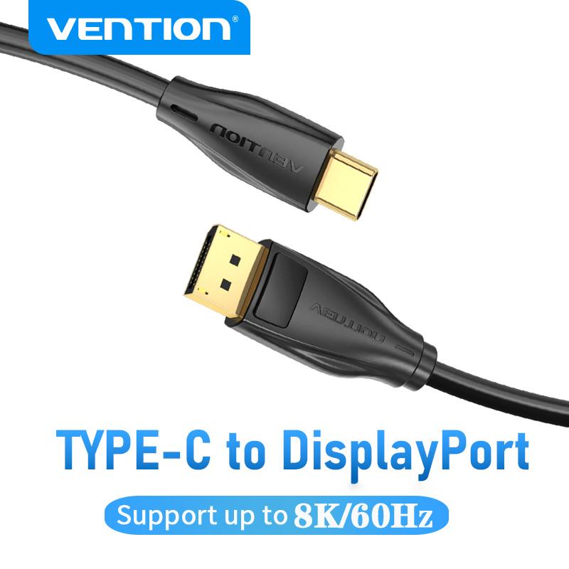 Кабель Vention USB C — DP 1.4, 8K, 60 Гц, кабель-переходник типа C — DisplayPort для Lenovo MacBook Pro, кабель для ТВ-монитора, кабель Type-C — DP 1M чёрный