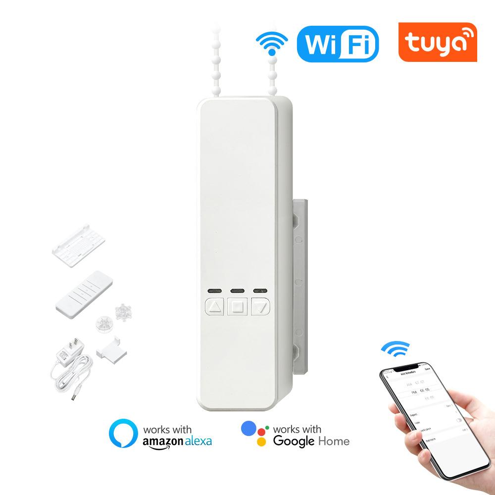 Tuya Wi-Fi Интеллектуальный привод для штор с шариками, электрические рулонные шторы, автоматический открыватель EU Plug белый