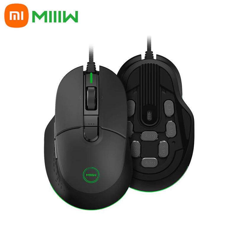  Проводная игровая мышь Xiaomi Youpin MIIIW, 700G RGB, цветной световой эффект, скорость 1000 Гц, 10 кнопок, 7200 точек на дюйм, эргономичная геймерская мышь для ПК чёрный