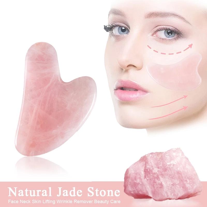 Массажер для лица Crystal Stone Guasha Board Массаж кожи Красота Уход Инструменты для подтяжки лица зелёный