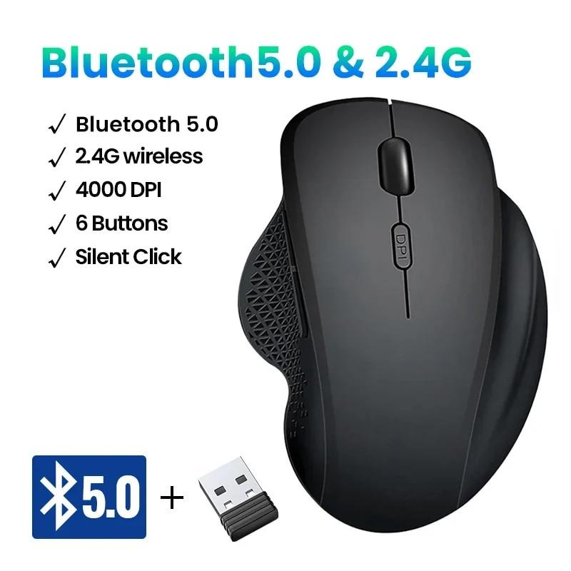 Беспроводная мышь с USB-приемником, 6 кнопок, мышь Bluetooth 5.0, 2,4 ГГц, 1600 точек на дюйм, бесшумные беспроводные мыши для ноутбуков Mackbook, аксессуары для ПК