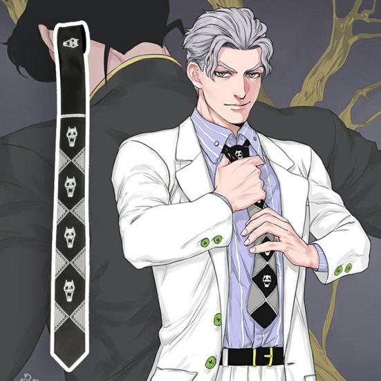 JoJo Bizarre Adventure Кира Косплей Костюм Галстук Молния Череп Йошикаге серый