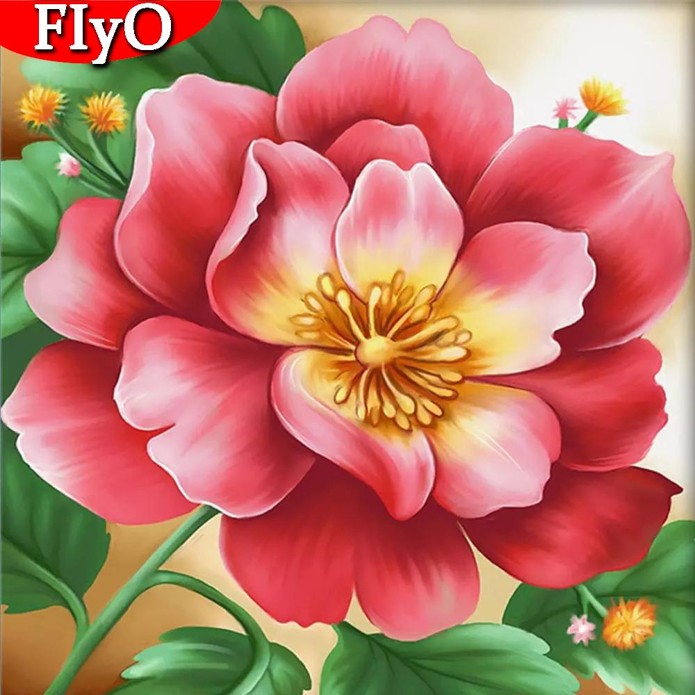 5D DIY Алмазная вышивка Картина Пион Ручная работа Полный квадратный круглый дрель Мозаика Цветок Рукоделие Декор для дома Full Round （30x30CM）