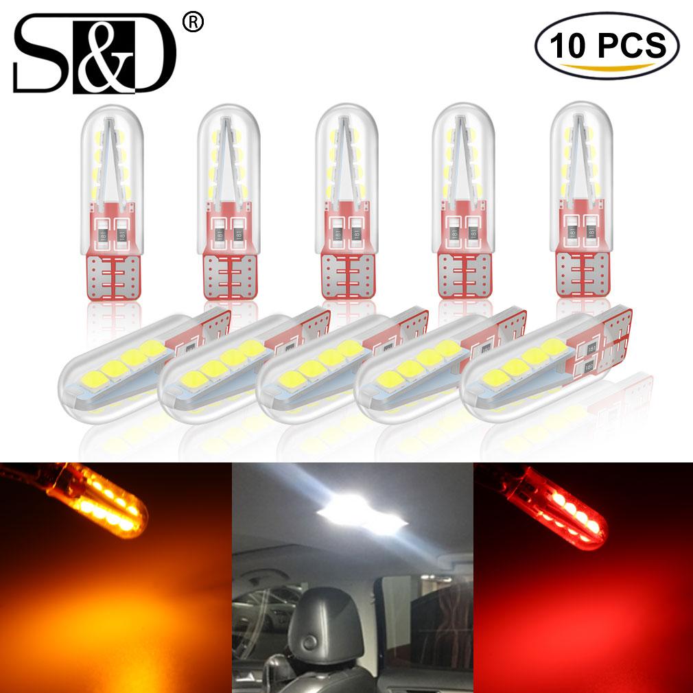 10шт T10 W5W Светодиодная лампа 194 168 8SMD 3030 Чипы Автомобильная светодиодная лампа Canbus WY5W Светодиодная клиновидная боковая лампа Лампа 12 В Парковочная лампа Внутренний купольный светильник Белый Красный Желтый красный
