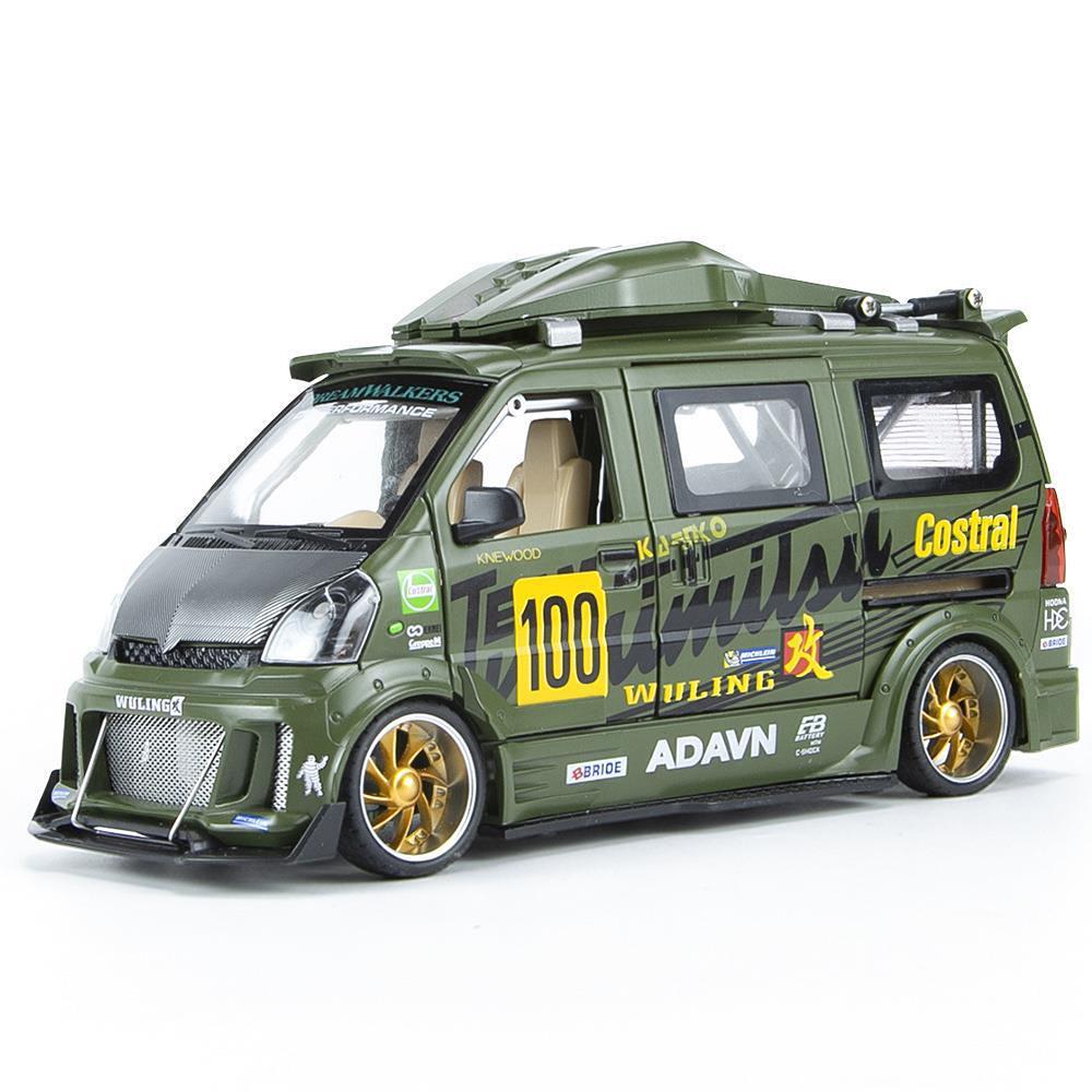 Модель литья под давлением автомобиля WuLing в масштабе 1/24, игрушечный автомобиль с откатным механизмом, голосом и светом для детей и взрослых, коллекция игр 1:24-Size: 18*9.4*7.2cm зелёный