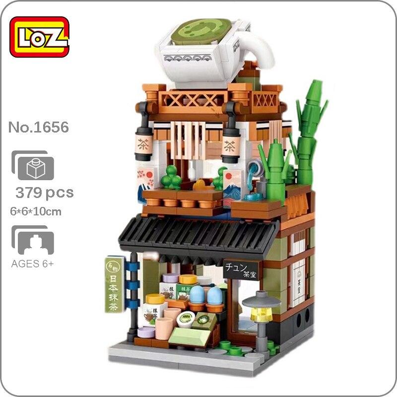  LOZ 1656 City Street Matcha, зеленый чай, кондитерская, магазин, архитектура, сделай сам, мини-конструкторы, кирпичи, строительные игрушки для детей, подарок, без коробки