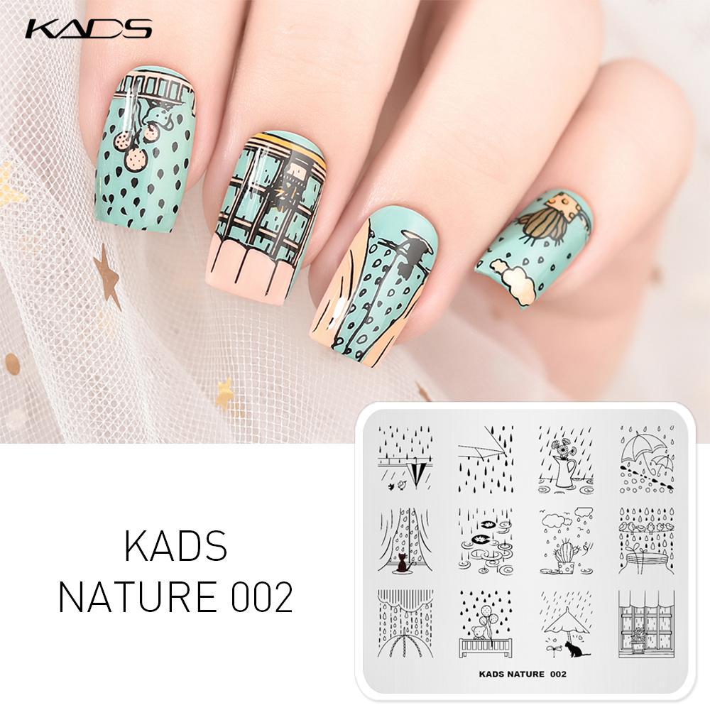 KADS Nature 002 дизайн Cat Цветок штамп для ногтей штамп для дизайна ногтей лак для ногтей изображение шаблон для маникюра штамп