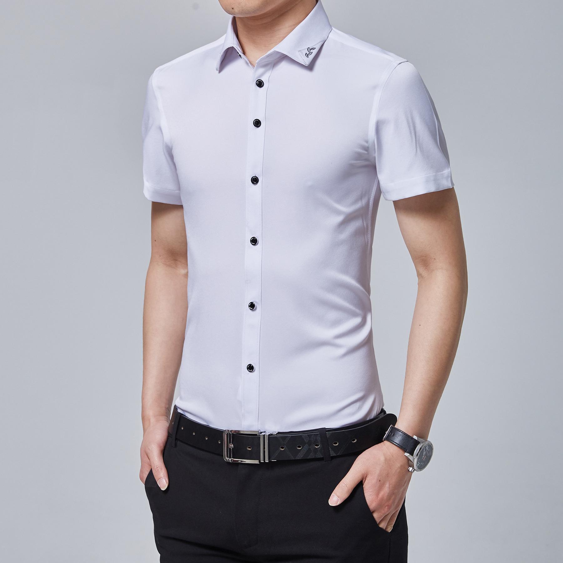   Joom Мужская рубашка Slim Fit Thin рубашка с коротким рукавом Повседневная модная рубашка с коротким рукавом XXXXL фиолетовый