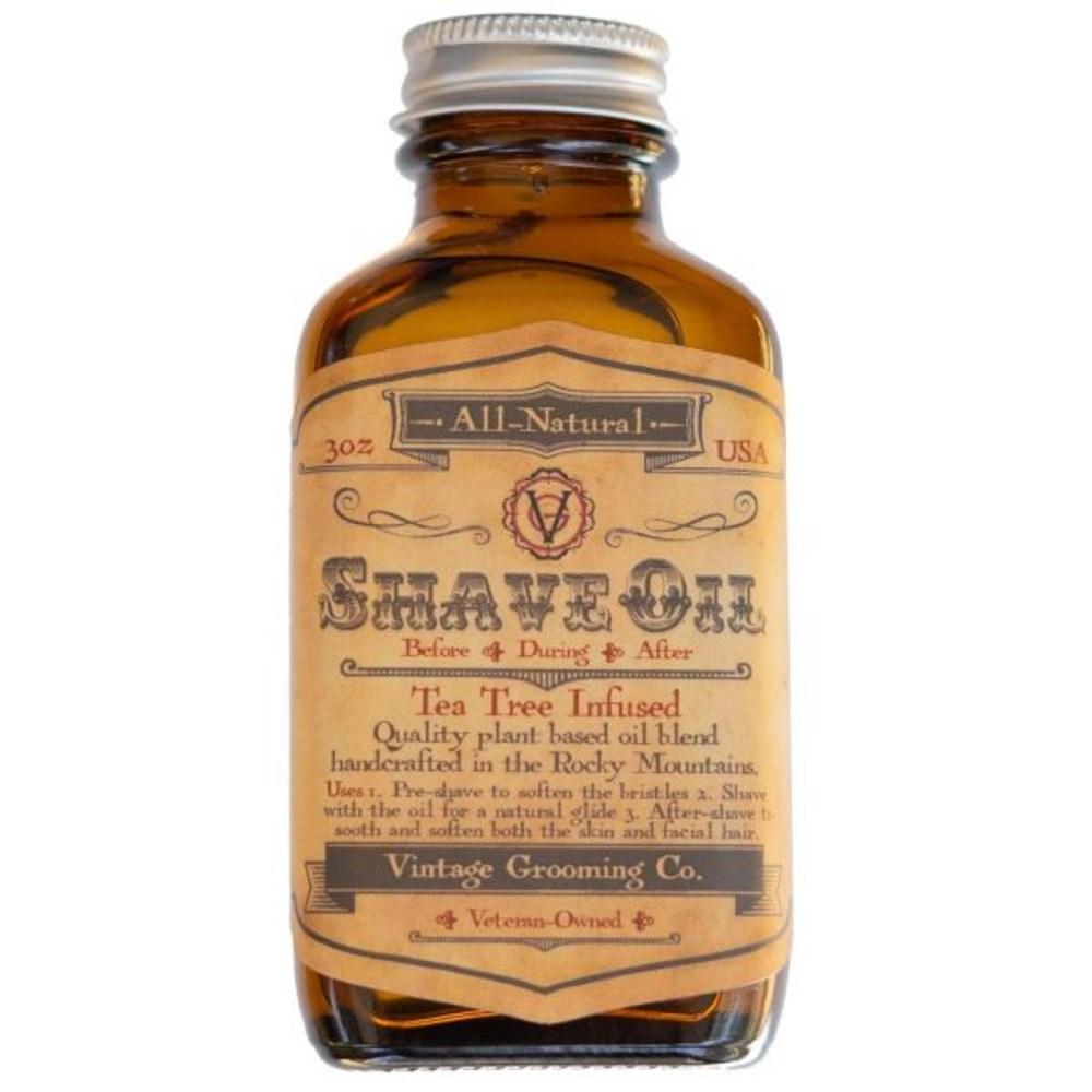 Масло для бритья Vintage Grooming Tea Tree Pre-Shave Natural Razor Glide — до и после бритья, 1 x 3 унции.