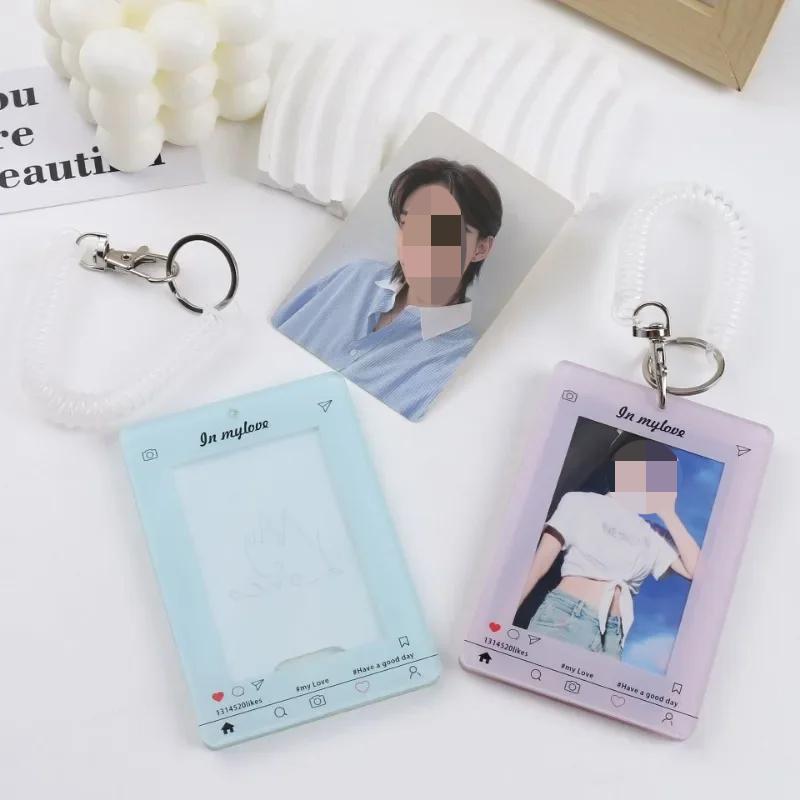 Шикарный корейский держатель для фотокарт Kpop Simplicity Macaroon Color Student ID Card Cover Case с кольцом для ключей Fashion Photocard Protector белый