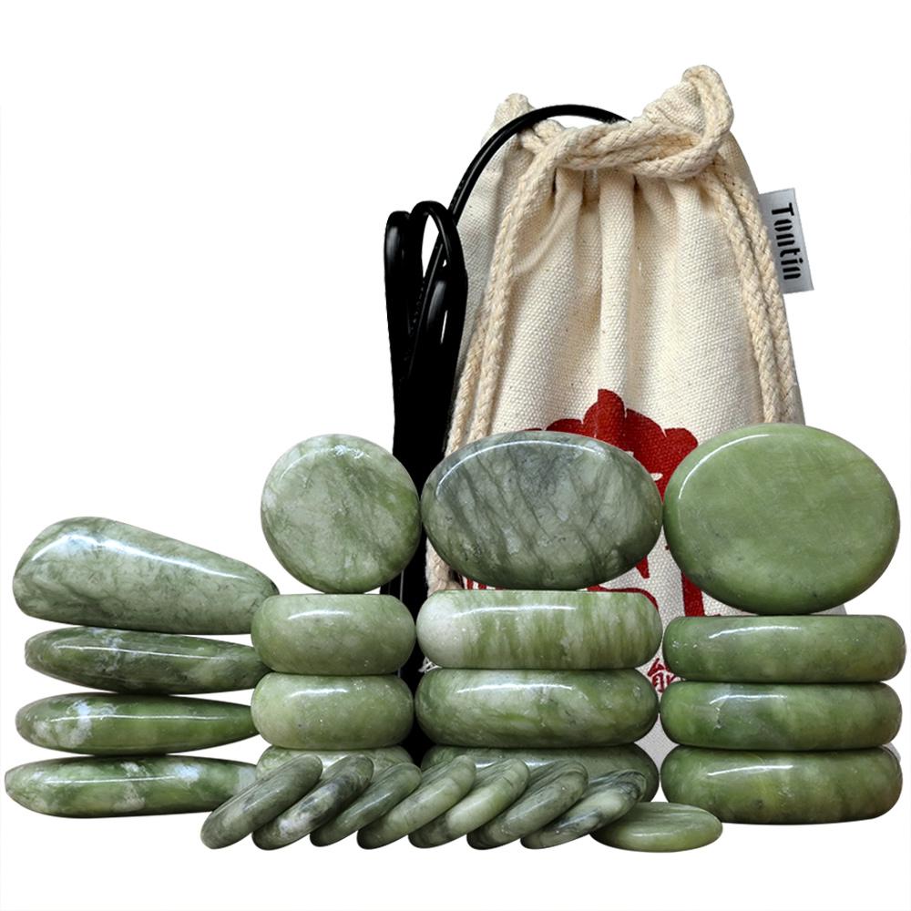 Tontin Jade Glazuur Массажный набор с горячими камнями Массажер Terug Massageador Gezondheidszorg Stenen Voor Massage Wervelkolom Базальтовая лава Steen Spa 1set（NO2 No heater）