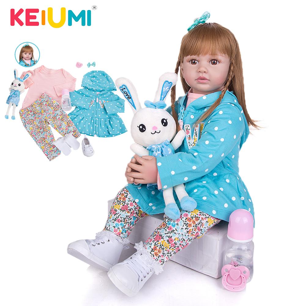 KEIUMI 24-дюймовая силиконовая кукла реборн 60 см Мягкая кукла для новорожденных принцесса реборн Bebe игрушки тканевая кукла для тела дети день рождения Рождественский подарок 60 cm синий
