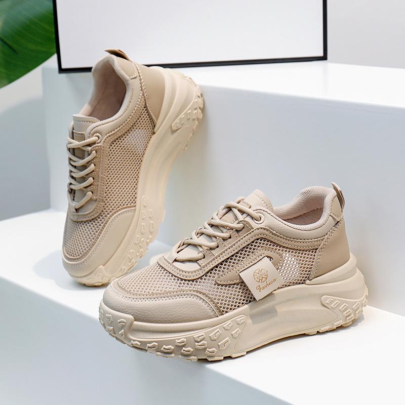 Обувь для папы, женские летние новые кроссовки Ins Style с толстой подошвой для отдыха, женские 35 чёрный