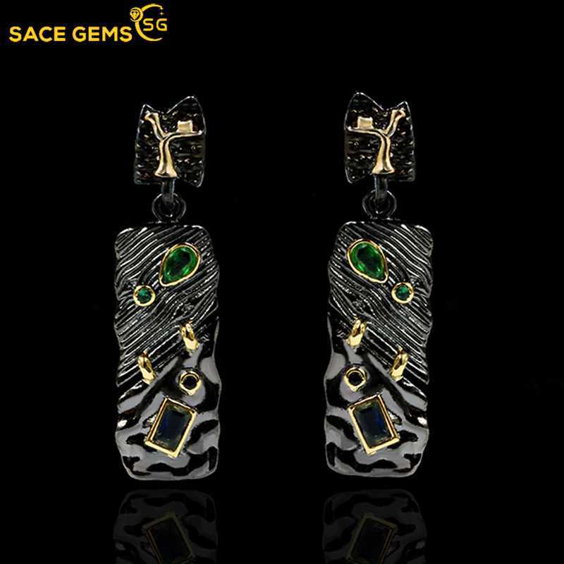 SACE GEMS изысканный этнический стиль двухцветные нерегулярные геометрические циркониевые женские серьги подарки на свадьбу чёрный