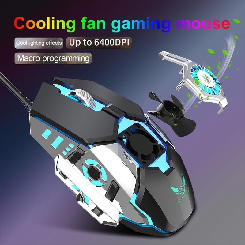 Игровая мышь с вентиляторным охлаждением, программирование макросов, RGB игровая конкурентоспособная компьютерная мышь чёрный