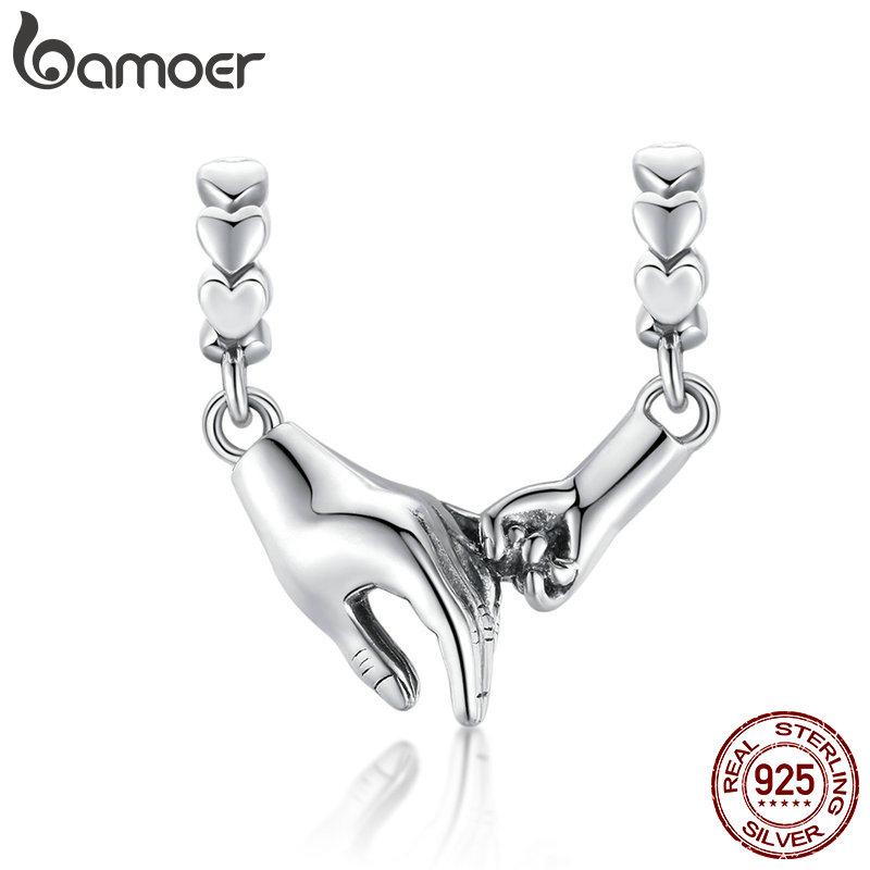 BAMOER из стерлингового серебра 925 пробы, большая рука держит маленькую подвеску в виде руки, подходит для оригинального браслета диаметром 3 мм, лучший романтический подарок для влюбленных 925 silver